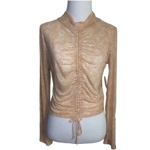 Mushroom 🍄 juniors top, sheer, ruched, cottagecore! Self esteem, Nwt large